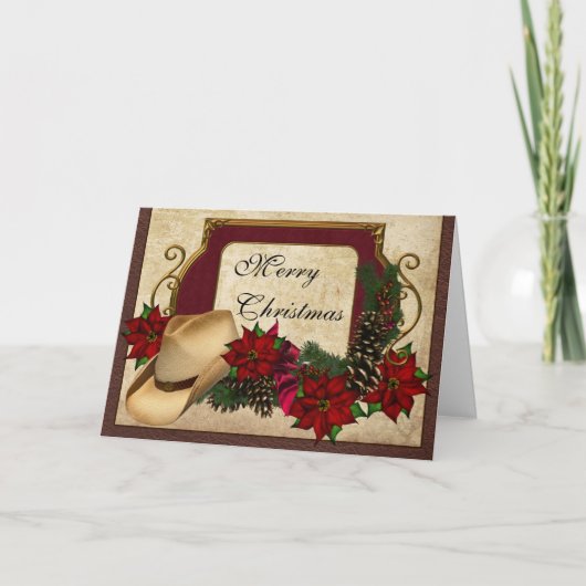 Frohe Weihnachts-Cowboy (Cowgirl) Gruß Feiertagskarte (Vorderseite)