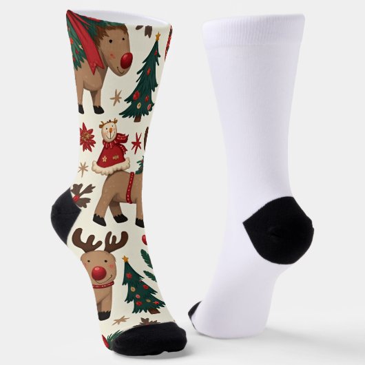 Frohe Weihnachts-Crew Socken (Gewinkelt)