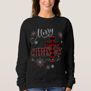Frohe Weihnachts Cross Buffalo Kariert Christlich  Sweatshirt