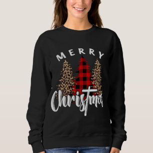Frohe Weihnachts Cross Buffalo Kariert Leopard Pri Sweatshirt
