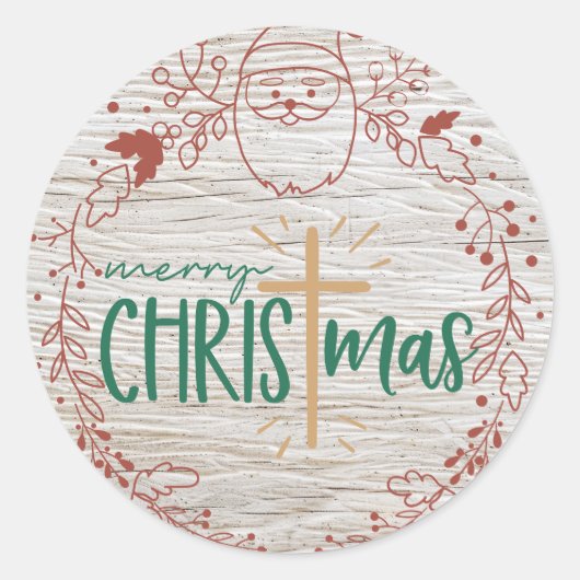 Frohe Weihnachts-Cross-Round-Aufkleber Runder Aufkleber (Vorderseite)