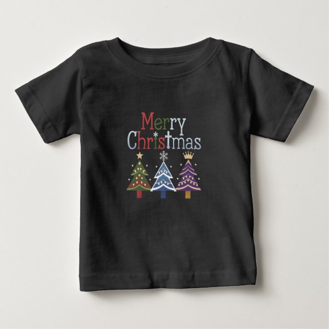 Frohe Weihnachts Cross Xmas Tree Retro Baby T-shirt (Vorderseite)