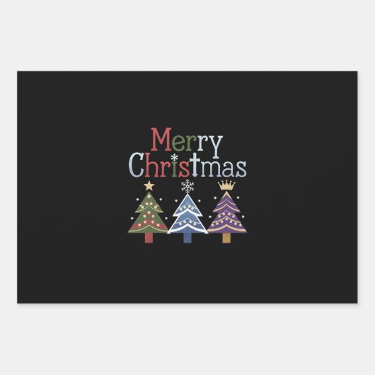 Frohe Weihnachts Cross Xmas Tree Retro Geschenkpapier Set (Vorderseite)