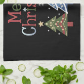 Frohe Weihnachts Cross Xmas Tree Retro Geschirrtuch (Gefaltet)