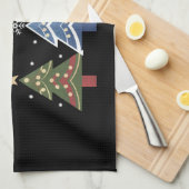 Frohe Weihnachts Cross Xmas Tree Retro Geschirrtuch (Viertel Falte)