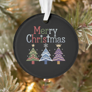 Frohe Weihnachts Cross Xmas Tree Retro Ornament