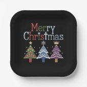 Frohe Weihnachts Cross Xmas Tree Retro Pappteller (Vorderseite)
