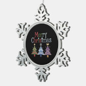 Frohe Weihnachts Cross Xmas Tree Retro Schneeflocken Zinn-Ornament (Rechts)