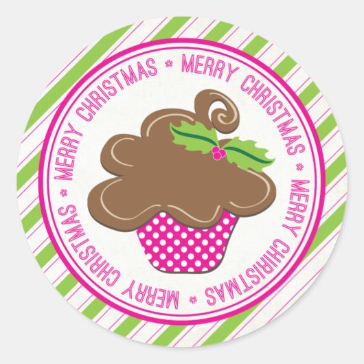 Frohe Weihnachts Cupcake Stickers (Vorderseite)