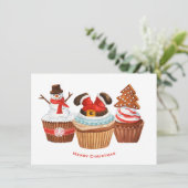 Frohe Weihnachts Cupcakes Weihnachtskarte Feiertagskarte (Stehend Vorderseite)