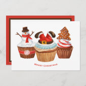 Frohe Weihnachts Cupcakes Weihnachtskarte Feiertagskarte (Vorne/Hinten)