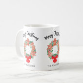 Frohe Weihnachts Custom Cookies Wreath Kaffeetasse (Vorderseite Links)
