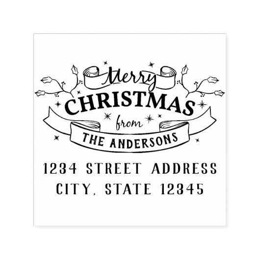 Frohe Weihnachts Custom Familienname Rücksendeadre Permastempel (Design)