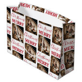 Frohe Weihnachts Custom Family Foto Große Geschenktüte (Rückseite Schrägansicht)