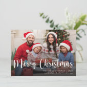 Frohe Weihnachts Custom Family Foto Urlaubskarte Dankeskarte (Stehend Vorderseite)