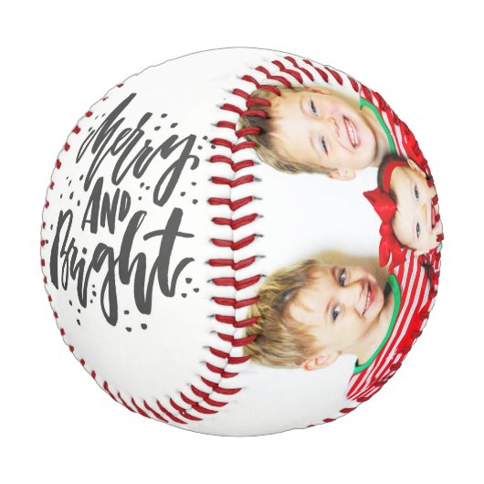 Frohe Weihnachts Custom Family Fotos Baseball (Schrägansicht)
