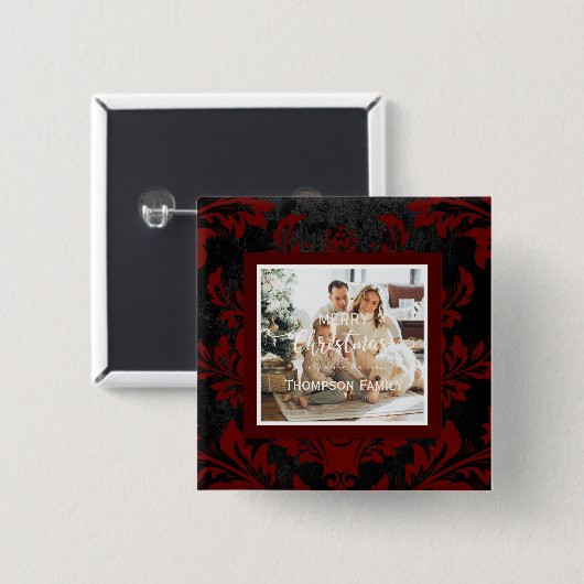 Frohe Weihnachts-Custom Foto Blue Button (Vorne & Hinten)