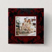 Frohe Weihnachts-Custom Foto Blue Button (Vorderseite)