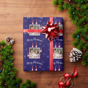 Frohe Weihnachts Custom Foto mit Funny Gnomes Geschenkpapier