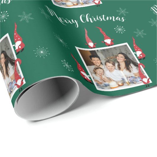 Frohe Weihnachts Custom Foto mit Funny Gnomes Geschenkpapier (Rolleneckpunkt)
