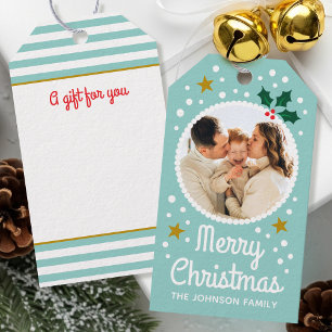 Frohe Weihnachts Custom Foto Name Einfache Niedlic Geschenkanhänger