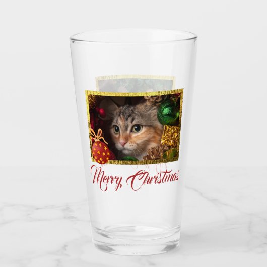 Frohe Weihnachts Custom Foto Pint Glass Glas (Vorderseite)