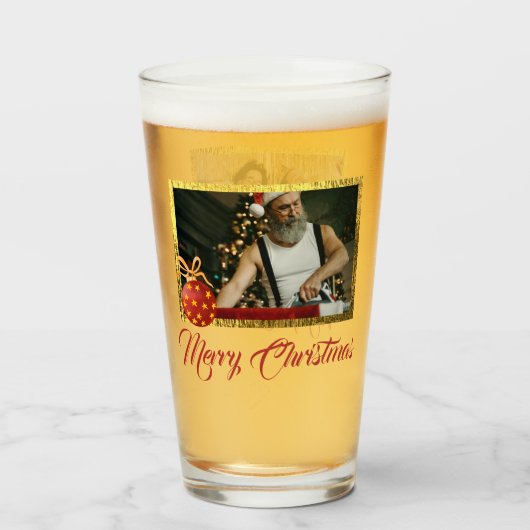 Frohe Weihnachts Custom Foto Pint Glass Glas (Rückseite (gefüllt))
