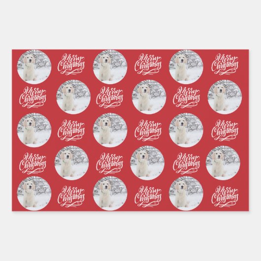 Frohe Weihnachts Custom Foto Set von 3 Geschenkpapier Set (Vorderseite 2)