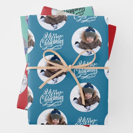 Frohe Weihnachts Custom Foto Set von 3 Geschenkpapier Set (Beispiel)