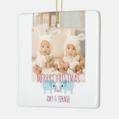 Frohe Weihnachts Custom Foto Twins Keramikornament (Links)