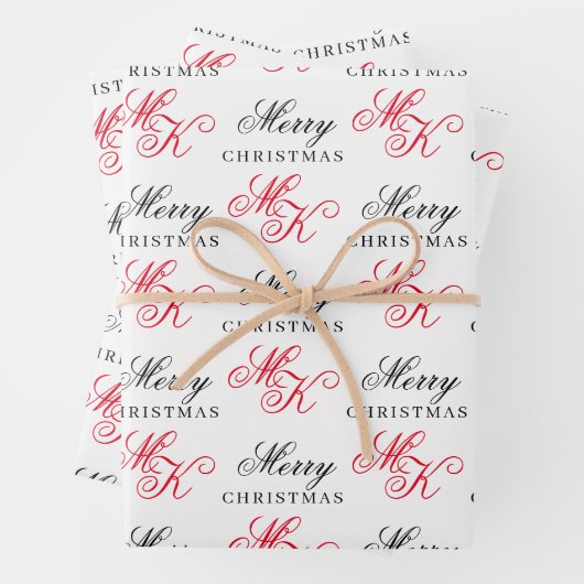 Frohe Weihnachts Custom Monogram Initials Xmas Geschenkpapier Set (Beispiel)