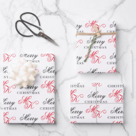 Frohe Weihnachts Custom Monogram Initials Xmas Geschenkpapier Set
