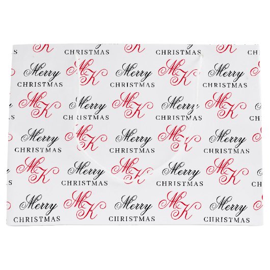 Frohe Weihnachts Custom Monogram Initials Xmas Große Geschenktüte (Vorderseite)