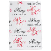 Frohe Weihnachts Custom Monogram Initials Xmas Mittlere Geschenktüte (Rückseite)