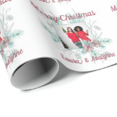Frohe Weihnachts-Custom-Text und Foto Geschenkpapier (Rolleneckpunkt)