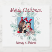 Frohe Weihnachts-Custom-Text und Foto Schaumweinetikett (Einzelnes Label)