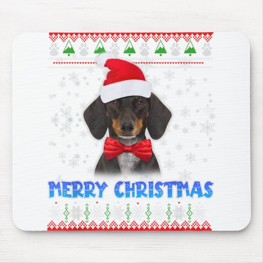 Frohe Weihnachts-Dackel Dackel Santa Ugly Xmas S Mousepad (Vorne)