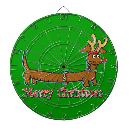 Frohe Weihnachts-Dackel Dartscheibe (vorne)
