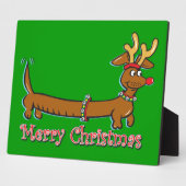 Frohe Weihnachts-Dackel Fotoplatte (Seite)