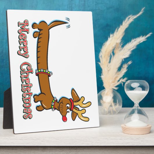 Frohe Weihnachts-Dackel Fotoplatte (Seite)