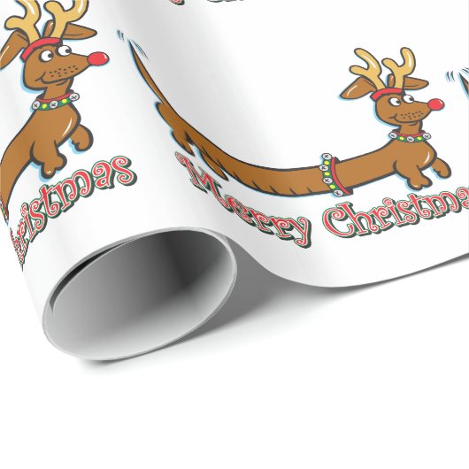 Frohe Weihnachts-Dackel Geschenkpapier (Rolleneckpunkt)