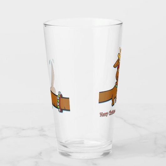 Frohe Weihnachts-Dackel Glas (Rechts)