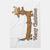 Frohe Weihnachts-Dackel Handtuch (Vertikal)