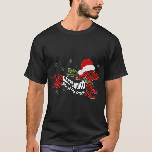 Frohe Weihnachts-Dackel Hund durch den Schnee T-Shirt (Vorderseite)