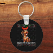Frohe Weihnachts-Dackel Hund Lover Ugly Weihnachte Schlüsselanhänger (Vorderseite)