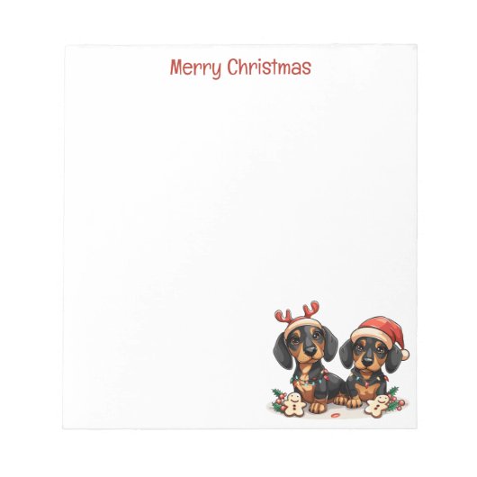 Frohe Weihnachts-Dackel Hunde Notizblock (Vorderseite)