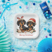 Frohe Weihnachts-Dackel Hunde Pappteller (Party)