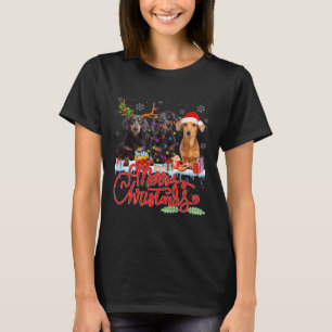 Frohe Weihnachts-Dackel Hunde Santa Reindeer Ligh T-Shirt