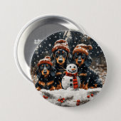 Frohe Weihnachts-Dackel Hunde Snowman Button (Vorne & Hinten)