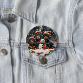 Frohe Weihnachts-Dackel Hunde Snowman Button (Beispiel)